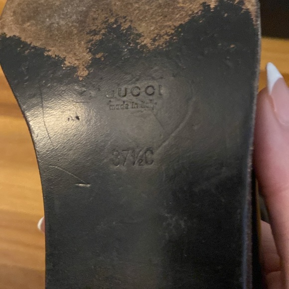 Gucci Women’s Black Horsebit Block Heel Loafers Size 37.5 - Picture 7 of 10